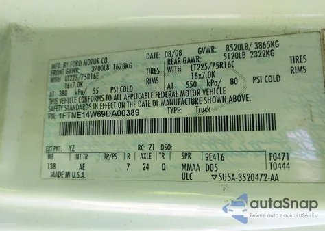 2009 Ford E-150 Commercial/Recreational from USA, damaged, VIN 1FTNE14W69DA00389